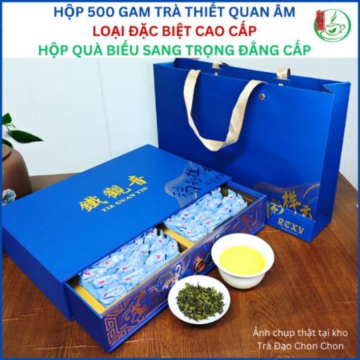 Hộp 500 Gam Trà Thiết Quan Âm An Khê Loại Cao Cấp Kèm Hộp Quà Biếu
