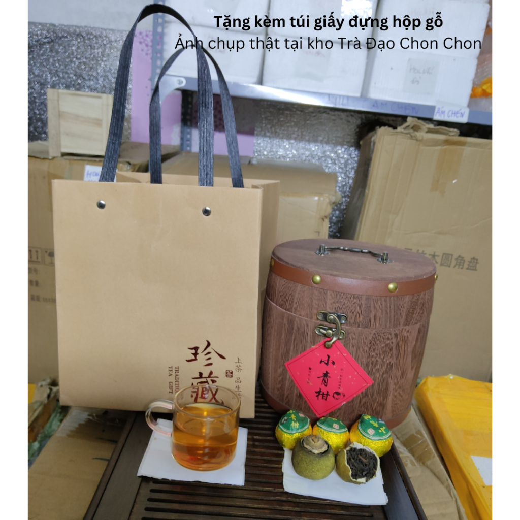(Quà biếu cao cấp) 500g hộp trà Phổ Nhĩ Quýt danh trà chính hãng Đựng hộp gỗ kèm túi sang trọng - Ảnh 6