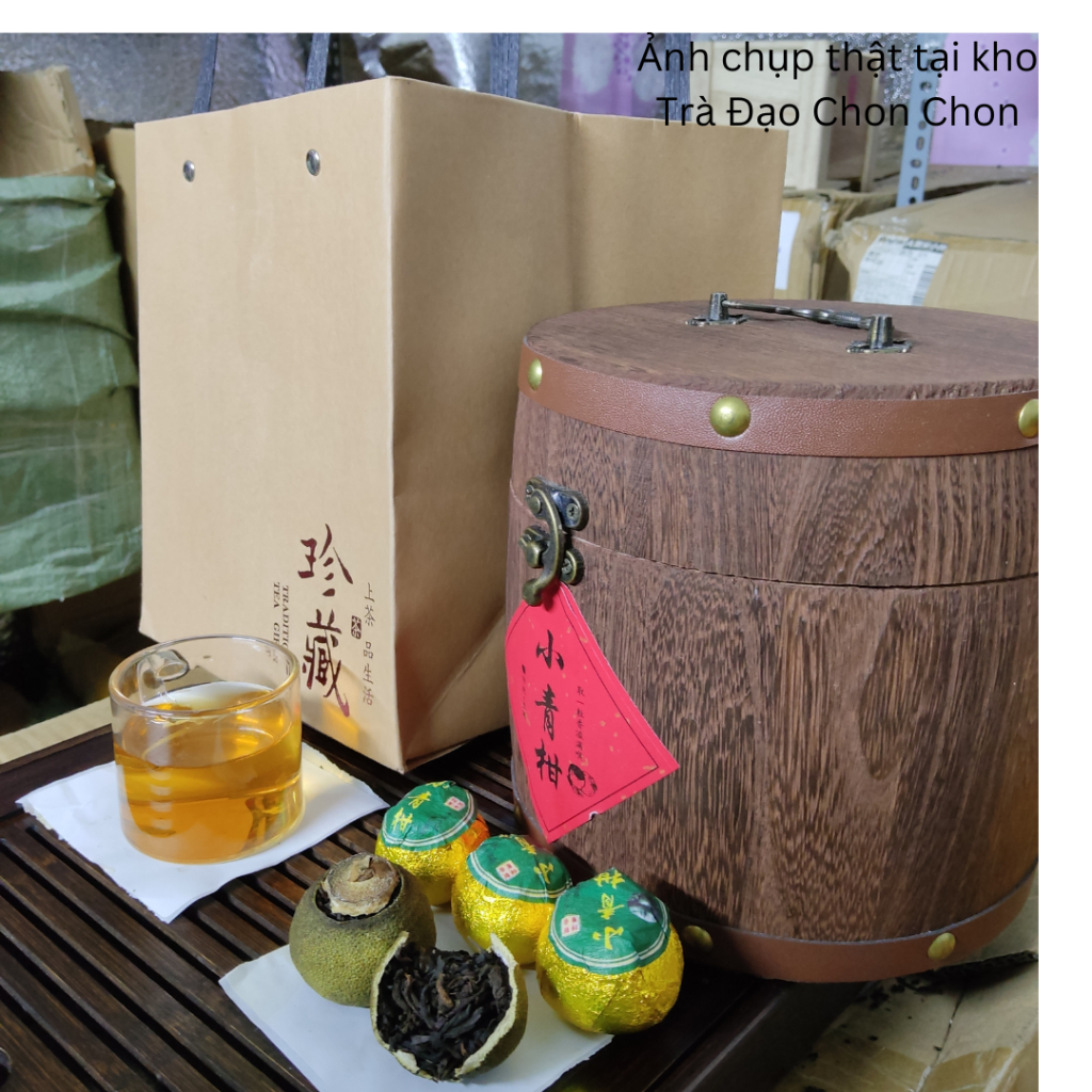 (Quà biếu cao cấp) 500g hộp trà Phổ Nhĩ Quýt danh trà chính hãng Đựng hộp gỗ kèm túi sang trọng - Ảnh 7